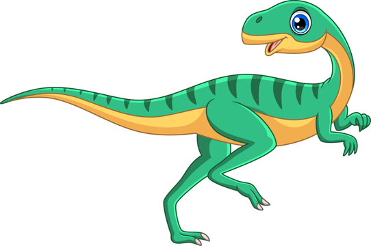 Happy Coelophysis Dinosaur Cartoon on white background