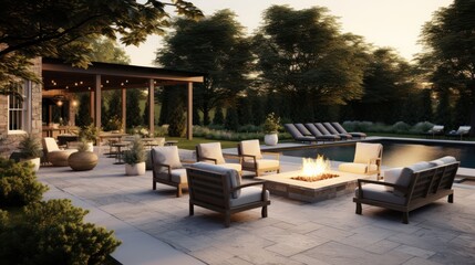 beautifully landscaped backyard with a patio, a pool, 
