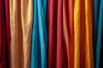 Closeup of minimalist clean background with colorful curtains 