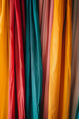 Closeup of minimalist clean background with colorful curtains 