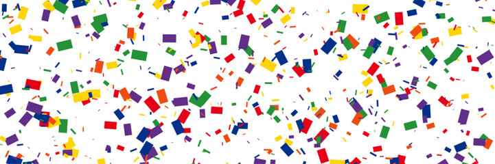 Flying colorful confetti isolated on transparent background cutout.