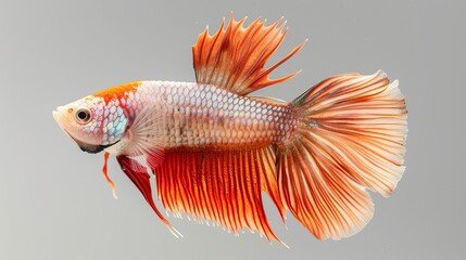 Fototapeta premium Betta fish Female Fancy Nemo Galaxy Halfmoon from Thailand, Siamese fighting fish on isolated grey background all are from Thailand