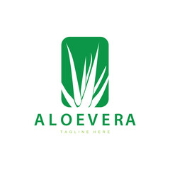 aloe vera logo cosmetic design simple green plant health symbol vector illustration
