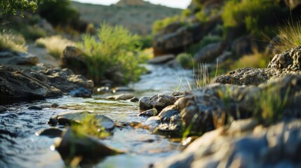 Fototapeta premium A river winds its way through the rugged landscape rumored to hold countless treasures lost by bandits and outlaws on the run.
