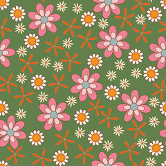 Retro flower seamless pattern