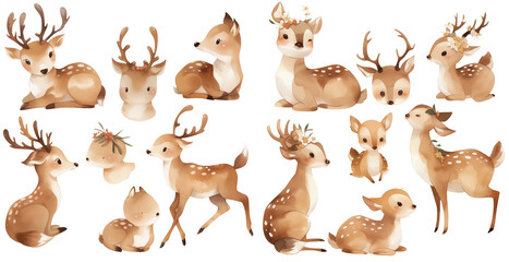 Fototapeta premium reindeer &nbsp;watercolor illustration clipart 