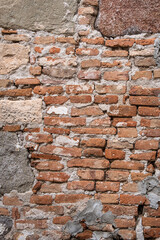 old brick wall of ancient building