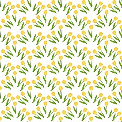 Fototapeta premium Seamless yellow tulip pattern