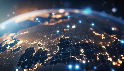 Digital planet. world map background