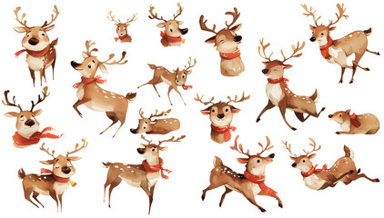 Fototapeta premium reindeer &nbsp;watercolor illustration clipart 