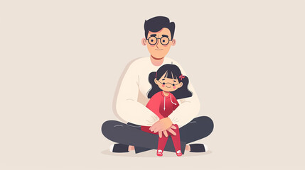 graphic illustration of father with daughter for father's day