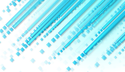 Fototapeta premium Bright blue stripes and squares geometric abstract background. Vector design