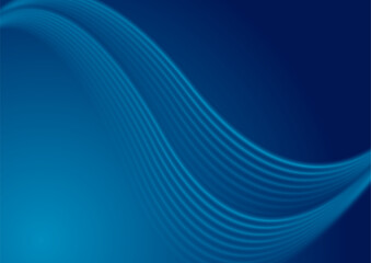 Abstract bright blue smooth linear waves minimal elegant background. Vector design
