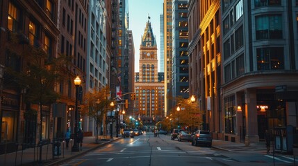 Fototapeta premium City street with modern buildings