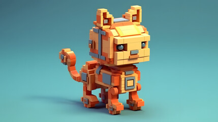 Obraz premium Robot Cat 3d Character Cartoon