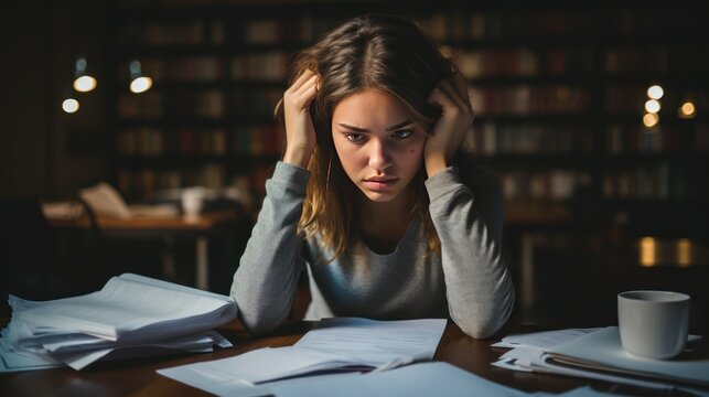 a Gen Z student trying to study, but they are constantly distracted - Powered by Adobe