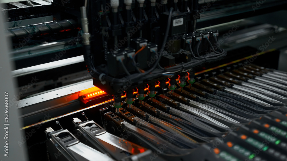 Poster automated technology, industrial, robotic manufacturing concept. creative. automation machine equipm