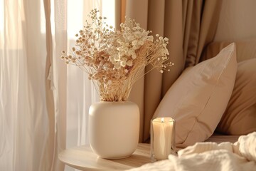 Serene Bedroom Ambiance with Elegant Decor and Soft Tones