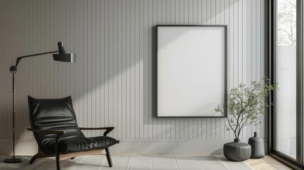 Elegant frame mockup showcasing a minimalist blackandwhite sketch, adding a touch of sophistication to the room