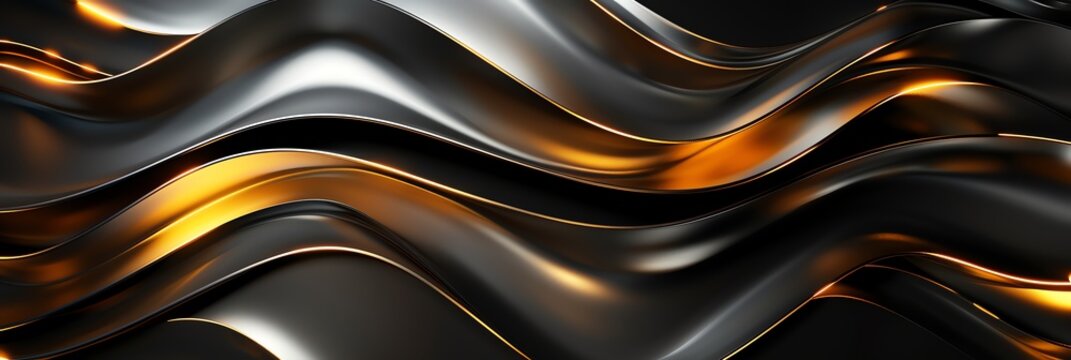 a gold and black background with curvatures, in the style of silhouette lighting, bold lines, light white and dark black, soft-edged, luminous shadowing,