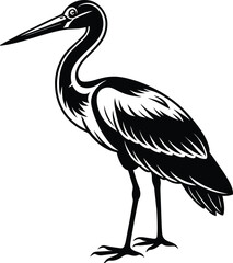 heron silhouette isolated on white