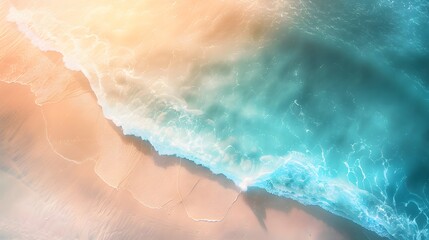 Obraz premium Aerial View of Serene Ocean Waves on Beach