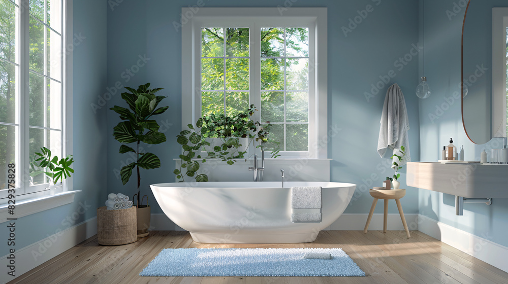 Poster an ai-enhanced smart home bathroom with augmented reality displays managing water temperature and sm