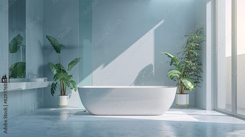 Poster an ai-enhanced smart home bathroom with augmented reality displays managing water temperature and sm