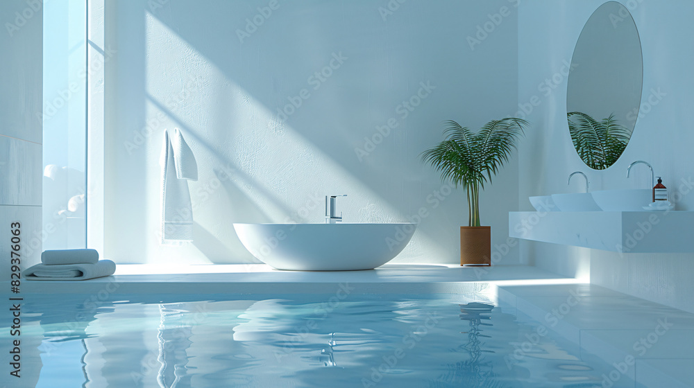 Poster an ai-enhanced smart home bathroom with augmented reality displays managing water temperature and sm