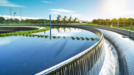 Water flows through an industrial water treatment plant, cleaning drains as part of efforts to improve ecology
