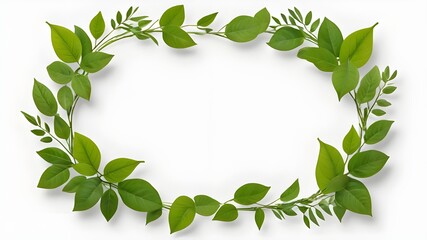 Fototapeta premium green leaves frame isolated on transparent background cutout