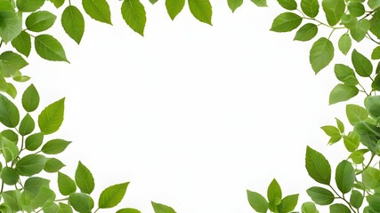 Obraz premium green leaves frame isolated on transparent background cutout