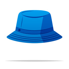 Blue bucket hat vector isolated illustration