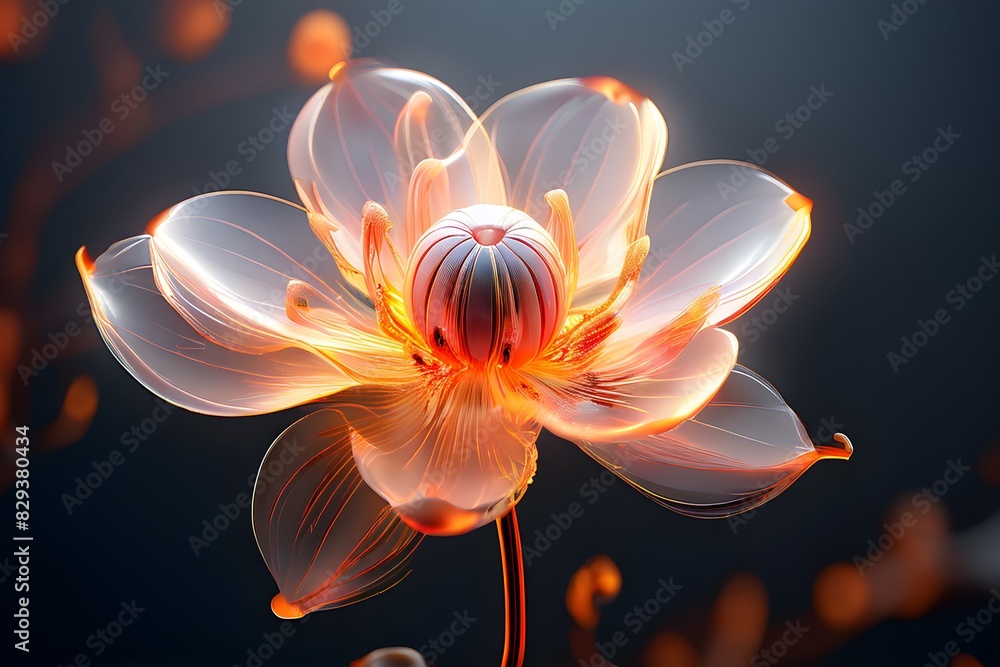 Poster digital rendered flower evolving in a futuristic forward botanical concept