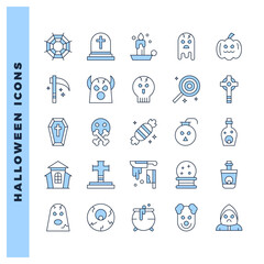 25 Halloween Two Color icon pack. vector illustration.