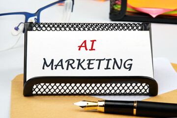Business analysis and Data Management System Text AI MARKETING the inscription on the business card...