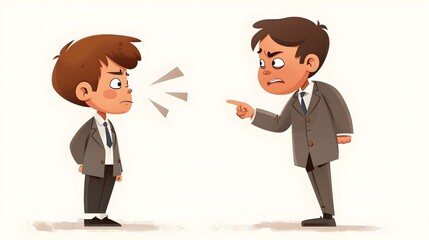 Fototapeta premium Displeased Boss Berating Downcast Employee in Office Setting