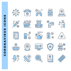 25 Coronavirus Two Color icon pack. vector illustration.