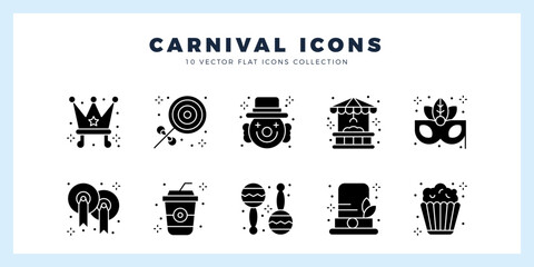 10 Carnival Glyph icon pack. vector illustration.