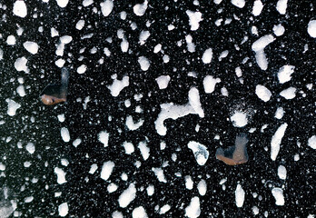 Dirt on the body of a black car. Abstract background