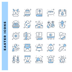 25 Easter Two Color icon pack. vector illustration.