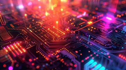 Obraz premium Futuristic Smart Cyber City: Innovative Urban Landscape in Digital Circuitry, futuristic technology concept, graphic banner design