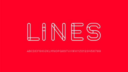 alphabet outlines font, letters A-Z and numbers 0-9, vector illustration 10EPS