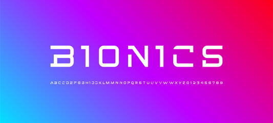 Trendy modern alphabet technology font