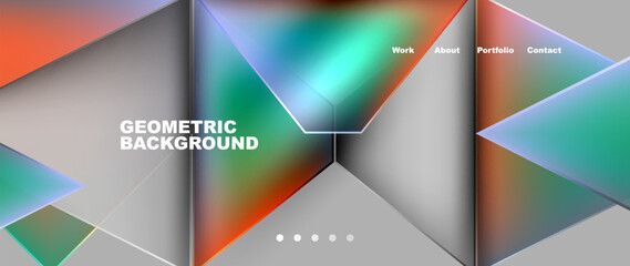 Flowing bright neon gradients geometric abstract background with triangles and lines. Fluid color pattern of color liquid gradient background for wallpaper, banner, background, card, landing page