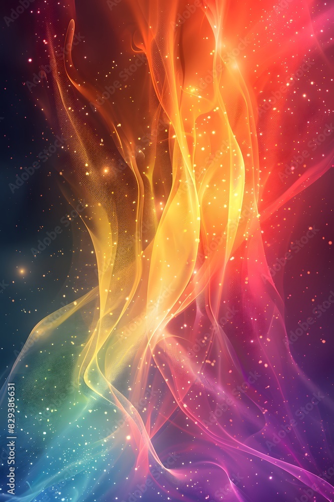 Poster bright gradient background with colorful grains. it represents a mix of energy, movement, fun and li