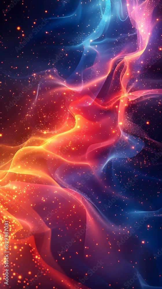 Poster bright gradient background with colorful grains. it represents a mix of energy, movement, fun and li