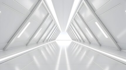 Expansive Futuristic Sci-Fi Corridor with Brilliant Geometric Lighting
