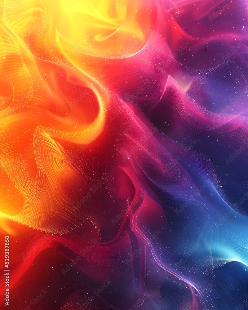 Poster bright gradient background with colorful grains. it represents a mix of energy, movement, fun and li