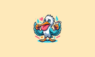 pelican cute cry vector illustration mascot design